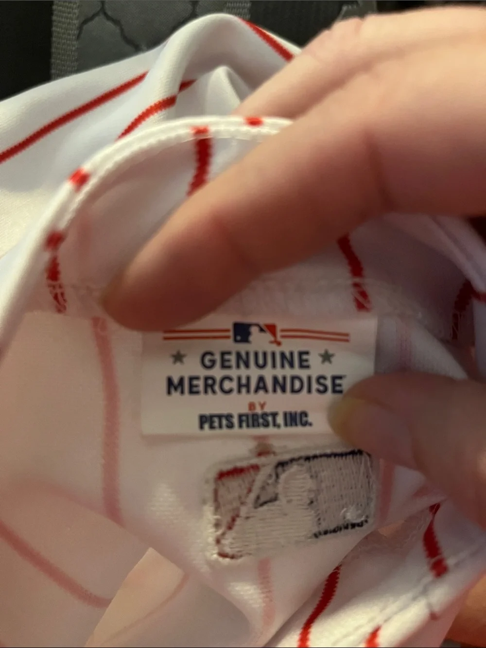 NWOT Pets First Phillies Dog White & Red Pinstripe Jersey - XXL